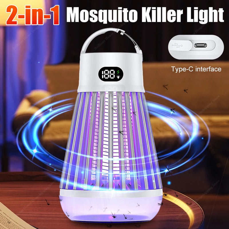 USB Mosquito Killler Lamp Mosquito Repellent Rechargeable Insect Trap Mute Portable Fly Trap Camping Light for Home Bedroom