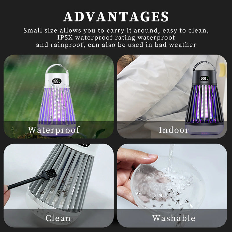 USB Mosquito Killler Lamp Mosquito Repellent Rechargeable Insect Trap Mute Portable Fly Trap Camping Light for Home Bedroom